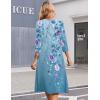 image:imageZeagoo 34 Sleeve Womens Dress Casual Midi Tshirt Dresses with Pockets Empire Waist Summer SemiFormal Boho Beach SundressBlue Floral