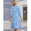 image:imageZeagoo 34 Sleeve Womens Dress Casual Midi Tshirt Dresses with Pockets Empire Waist Summer SemiFormal Boho Beach SundressBlue Floral Xh41