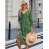 image:imageZeagoo 34 Sleeve Womens Dress Casual Midi Tshirt Dresses with Pockets Empire Waist Summer SemiFormal Boho Beach SundressGreen Floral
