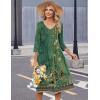 image:imageZeagoo 34 Sleeve Womens Dress Casual Midi Tshirt Dresses with Pockets Empire Waist Summer SemiFormal Boho Beach SundressGreen Floral