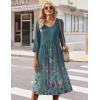 image:imageZeagoo 34 Sleeve Womens Dress Casual Midi Tshirt Dresses with Pockets Empire Waist Summer SemiFormal Boho Beach SundressGreen Grey