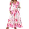 image:imageZeagoo 34 Sleeve Womens Dress Casual Midi Tshirt Dresses with Pockets Empire Waist Summer SemiFormal Boho Beach SundressPink