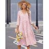 image:imageZeagoo 34 Sleeve Womens Dress Casual Midi Tshirt Dresses with Pockets Empire Waist Summer SemiFormal Boho Beach SundressPink Floral