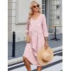 image:imageZeagoo 34 Sleeve Womens Dress Casual Midi Tshirt Dresses with Pockets Empire Waist Summer SemiFormal Boho Beach SundressPink Floral