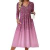 image:imageZeagoo 34 Sleeve Womens Dress Casual Midi Tshirt Dresses with Pockets Empire Waist Summer SemiFormal Boho Beach SundressPurple