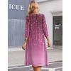 image:imageZeagoo 34 Sleeve Womens Dress Casual Midi Tshirt Dresses with Pockets Empire Waist Summer SemiFormal Boho Beach SundressPurple