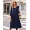 image:imageZeagoo 34 Sleeve Womens Dress Casual Midi Tshirt Dresses with Pockets Empire Waist Summer SemiFormal Boho Beach SundressSolid Navy