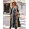 image:imageZeagoo 34 Sleeve Womens Dress Casual Midi Tshirt Dresses with Pockets Empire Waist Summer SemiFormal Boho Beach SundressTie Dye