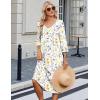 image:imageZeagoo 34 Sleeve Womens Dress Casual Midi Tshirt Dresses with Pockets Empire Waist Summer SemiFormal Boho Beach SundressWhite Floral