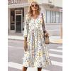 image:imageZeagoo 34 Sleeve Womens Dress Casual Midi Tshirt Dresses with Pockets Empire Waist Summer SemiFormal Boho Beach SundressWhite Floral
