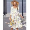 image:imageZeagoo 34 Sleeve Womens Dress Casual Midi Tshirt Dresses with Pockets Empire Waist Summer SemiFormal Boho Beach SundressWhite Floral