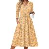 image:imageZeagoo 34 Sleeve Womens Dress Casual Midi Tshirt Dresses with Pockets Empire Waist Summer SemiFormal Boho Beach SundressYellow Floral