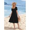 image:imageZeagoo Summer Dress for Women Casual Floral Midi Sundress with Pockets V Neck Pleated Short Sleeve Aline Beach Vacation DressBlack