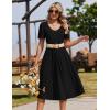 image:imageZeagoo Summer Dress for Women Casual Floral Midi Sundress with Pockets V Neck Pleated Short Sleeve Aline Beach Vacation DressBlack