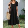 image:imageZeagoo Summer Dress for Women Casual Floral Midi Sundress with Pockets V Neck Pleated Short Sleeve Aline Beach Vacation DressBlack