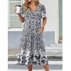 image:imageZeagoo Summer Dress for Women Casual Floral Midi Sundress with Pockets V Neck Pleated Short Sleeve Aline Beach Vacation DressBlack Floral