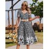 image:imageZeagoo Summer Dress for Women Casual Floral Midi Sundress with Pockets V Neck Pleated Short Sleeve Aline Beach Vacation DressBlack Floral