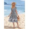 image:imageZeagoo Summer Dress for Women Casual Floral Midi Sundress with Pockets V Neck Pleated Short Sleeve Aline Beach Vacation DressBlack Floral