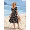 image:imageZeagoo Summer Dress for Women Casual Floral Midi Sundress with Pockets V Neck Pleated Short Sleeve Aline Beach Vacation DressBlack Floral Print