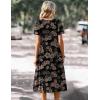 image:imageZeagoo Summer Dress for Women Casual Floral Midi Sundress with Pockets V Neck Pleated Short Sleeve Aline Beach Vacation DressBlack Floral Print