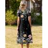 image:imageZeagoo Summer Dress for Women Casual Floral Midi Sundress with Pockets V Neck Pleated Short Sleeve Aline Beach Vacation DressBlack Floral1