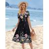 image:imageZeagoo Summer Dress for Women Casual Floral Midi Sundress with Pockets V Neck Pleated Short Sleeve Aline Beach Vacation DressBlack Floral1
