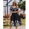 image:imageZeagoo Summer Dress for Women Casual Floral Midi Sundress with Pockets V Neck Pleated Short Sleeve Aline Beach Vacation DressBlack Floral1
