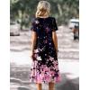 image:imageZeagoo Summer Dress for Women Casual Floral Midi Sundress with Pockets V Neck Pleated Short Sleeve Aline Beach Vacation DressBlack Pink Floral