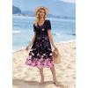 image:imageZeagoo Summer Dress for Women Casual Floral Midi Sundress with Pockets V Neck Pleated Short Sleeve Aline Beach Vacation DressBlack Pink Floral