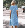 image:imageZeagoo Summer Dress for Women Casual Floral Midi Sundress with Pockets V Neck Pleated Short Sleeve Aline Beach Vacation DressBlue Floral