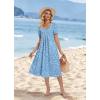 image:imageZeagoo Summer Dress for Women Casual Floral Midi Sundress with Pockets V Neck Pleated Short Sleeve Aline Beach Vacation DressBlue Floral