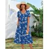 image:imageZeagoo Summer Dress for Women Casual Floral Midi Sundress with Pockets V Neck Pleated Short Sleeve Aline Beach Vacation DressBlue Floral1