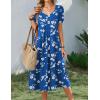 image:imageZeagoo Summer Dress for Women Casual Floral Midi Sundress with Pockets V Neck Pleated Short Sleeve Aline Beach Vacation DressBlue Floral1