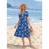 image:imageZeagoo Summer Dress for Women Casual Floral Midi Sundress with Pockets V Neck Pleated Short Sleeve Aline Beach Vacation DressBlue Floral1