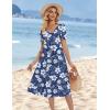 image:imageZeagoo Summer Dress for Women Casual Floral Midi Sundress with Pockets V Neck Pleated Short Sleeve Aline Beach Vacation DressBlue White Floral