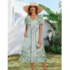 image:imageZeagoo Summer Dress for Women Casual Floral Midi Sundress with Pockets V Neck Pleated Short Sleeve Aline Beach Vacation DressFloral Printed6