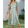 image:imageZeagoo Summer Dress for Women Casual Floral Midi Sundress with Pockets V Neck Pleated Short Sleeve Aline Beach Vacation DressFloral Printed6