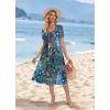 image:imageZeagoo Summer Dress for Women Casual Floral Midi Sundress with Pockets V Neck Pleated Short Sleeve Aline Beach Vacation DressFloral1