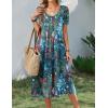image:imageZeagoo Summer Dress for Women Casual Floral Midi Sundress with Pockets V Neck Pleated Short Sleeve Aline Beach Vacation DressFloral1