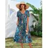 image:imageZeagoo Summer Dress for Women Casual Floral Midi Sundress with Pockets V Neck Pleated Short Sleeve Aline Beach Vacation DressFloral1