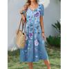 image:imageZeagoo Summer Dress for Women Casual Floral Midi Sundress with Pockets V Neck Pleated Short Sleeve Aline Beach Vacation DressFloral3