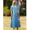 image:imageZeagoo Summer Dress for Women Casual Floral Midi Sundress with Pockets V Neck Pleated Short Sleeve Aline Beach Vacation DressFloral3
