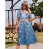 image:imageZeagoo Summer Dress for Women Casual Floral Midi Sundress with Pockets V Neck Pleated Short Sleeve Aline Beach Vacation DressFloral3