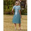 image:imageZeagoo Summer Dress for Women Casual Floral Midi Sundress with Pockets V Neck Pleated Short Sleeve Aline Beach Vacation DressFloral4