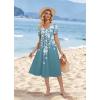 image:imageZeagoo Summer Dress for Women Casual Floral Midi Sundress with Pockets V Neck Pleated Short Sleeve Aline Beach Vacation DressFloral4
