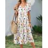 image:imageZeagoo Summer Dress for Women Casual Floral Midi Sundress with Pockets V Neck Pleated Short Sleeve Aline Beach Vacation DressFloral5