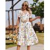 image:imageZeagoo Summer Dress for Women Casual Floral Midi Sundress with Pockets V Neck Pleated Short Sleeve Aline Beach Vacation DressFloral5