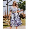 image:imageZeagoo Summer Dress for Women Casual Floral Midi Sundress with Pockets V Neck Pleated Short Sleeve Aline Beach Vacation DressFloral6