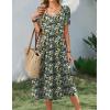 image:imageZeagoo Summer Dress for Women Casual Floral Midi Sundress with Pockets V Neck Pleated Short Sleeve Aline Beach Vacation DressGreen Floral
