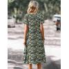 image:imageZeagoo Summer Dress for Women Casual Floral Midi Sundress with Pockets V Neck Pleated Short Sleeve Aline Beach Vacation DressGreen Floral